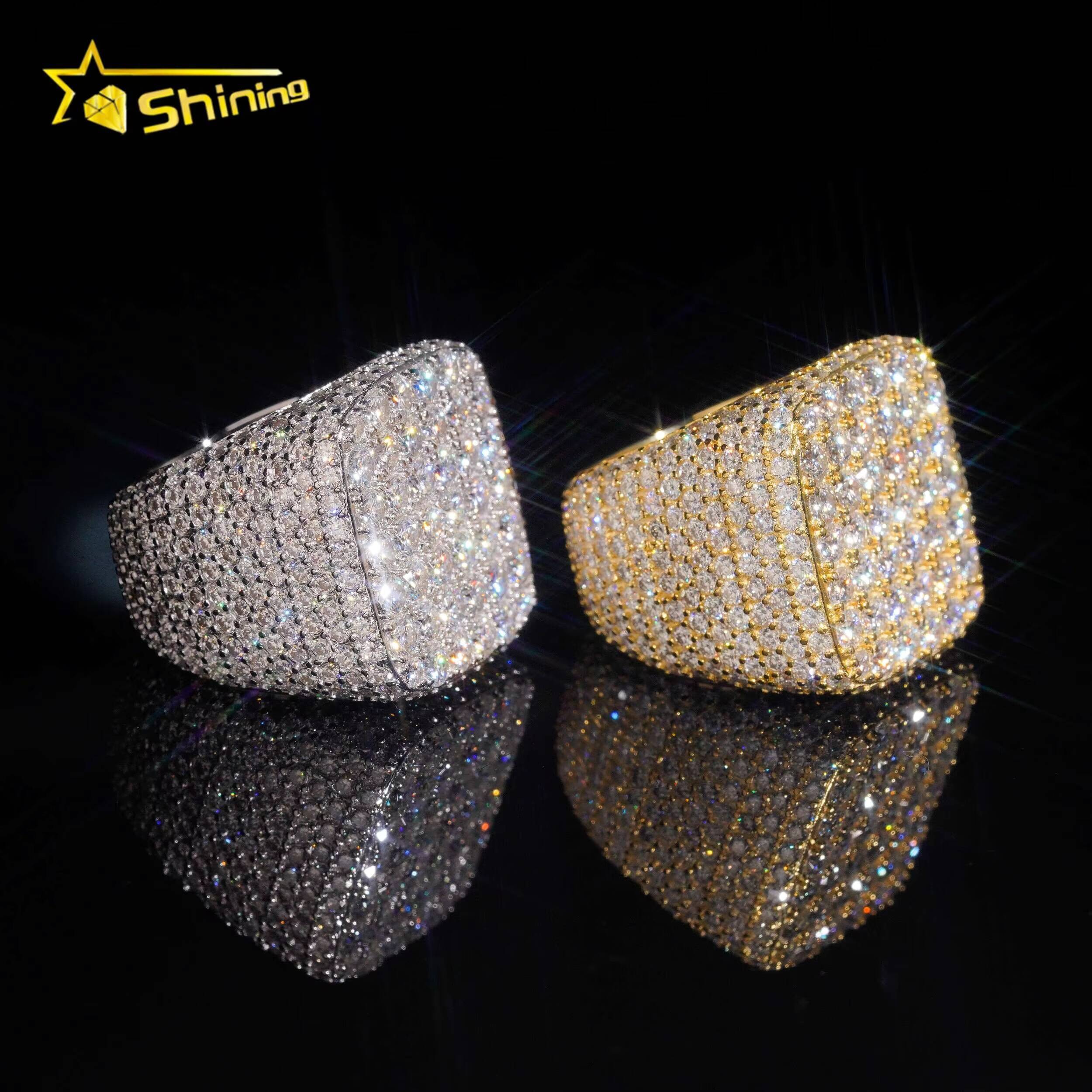 Hot Sale High Quality 925 Silver Iced Out Luxury Mens Hiphop GRA Certificate VVS Moissanite Rings