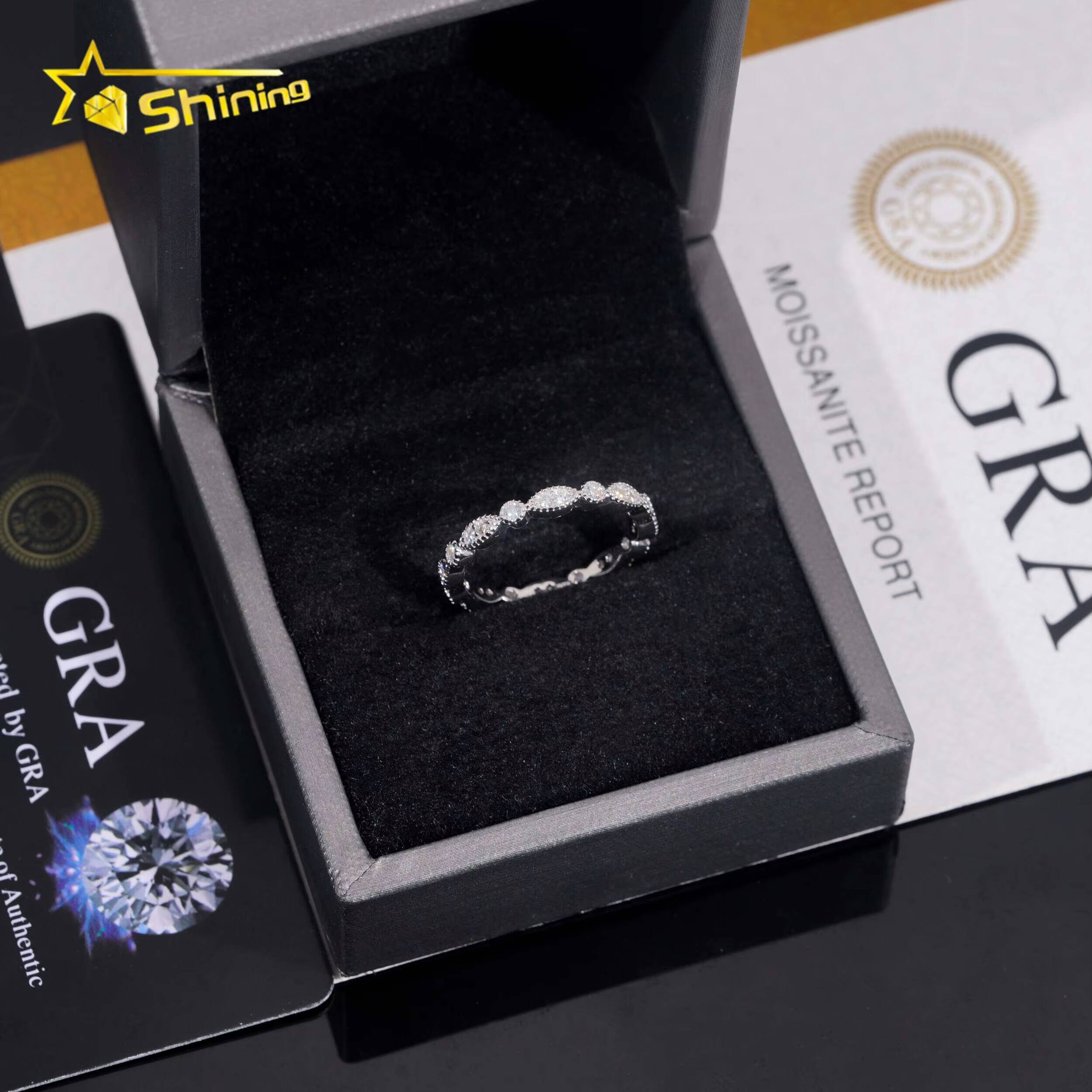 New Arrival Tiny Iced Out Eternity 925 Silver Diamond Engagement Ring VVS Moissanite Womens Rings