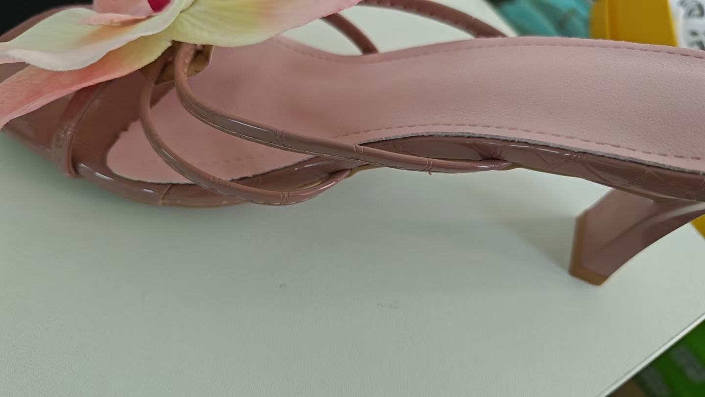 Mixed Colors wer Womens Slippers Pink Green Orchid Decor Square Toe 8CM High New Heels Summer Sweet Hollow Party Female Shoes ashoesfactory