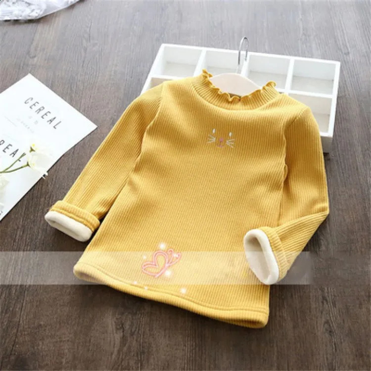 Fashion Girls Sweaters Winter Children Clothes Cartoon Kids Tops Warm Velvet Thick Kids Sweater Girls Outwear Sweater 251027