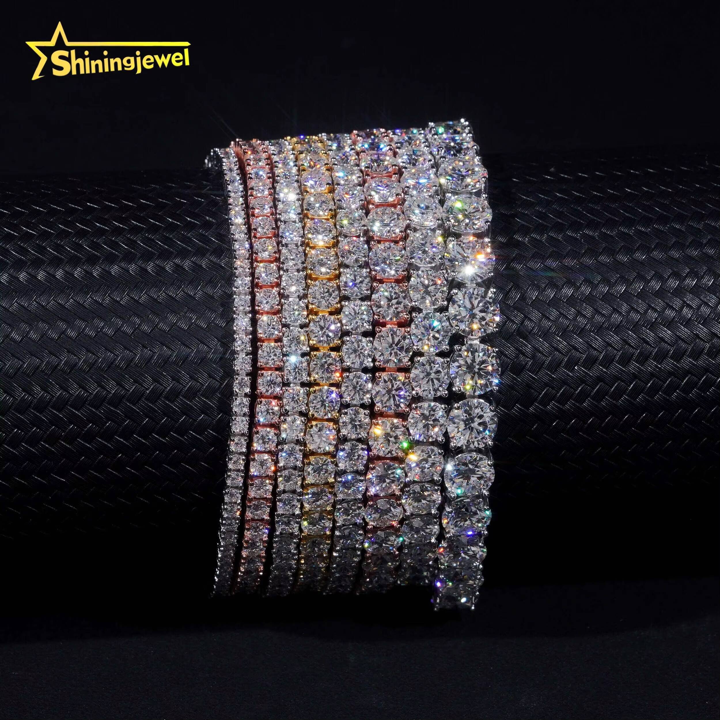 Hot Sale Classic Men Women Prong Setting D Color VVS 925 Silver Hip Hop Moissanite Tennis Bracelet