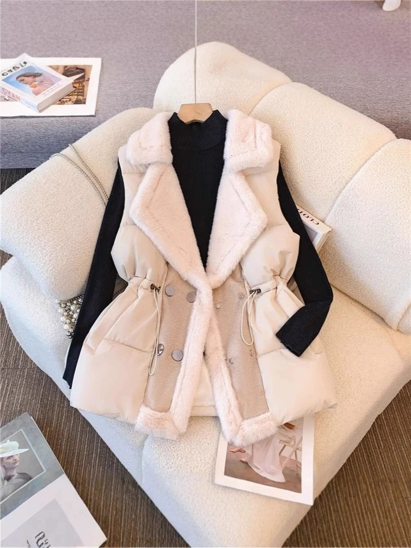 2025 Large Size DoubleBreasted Fur Collar Vest Coat WomenS Winter Fur Cotton Vest Female Vest Jacket Women Waistcoat Coat 251027