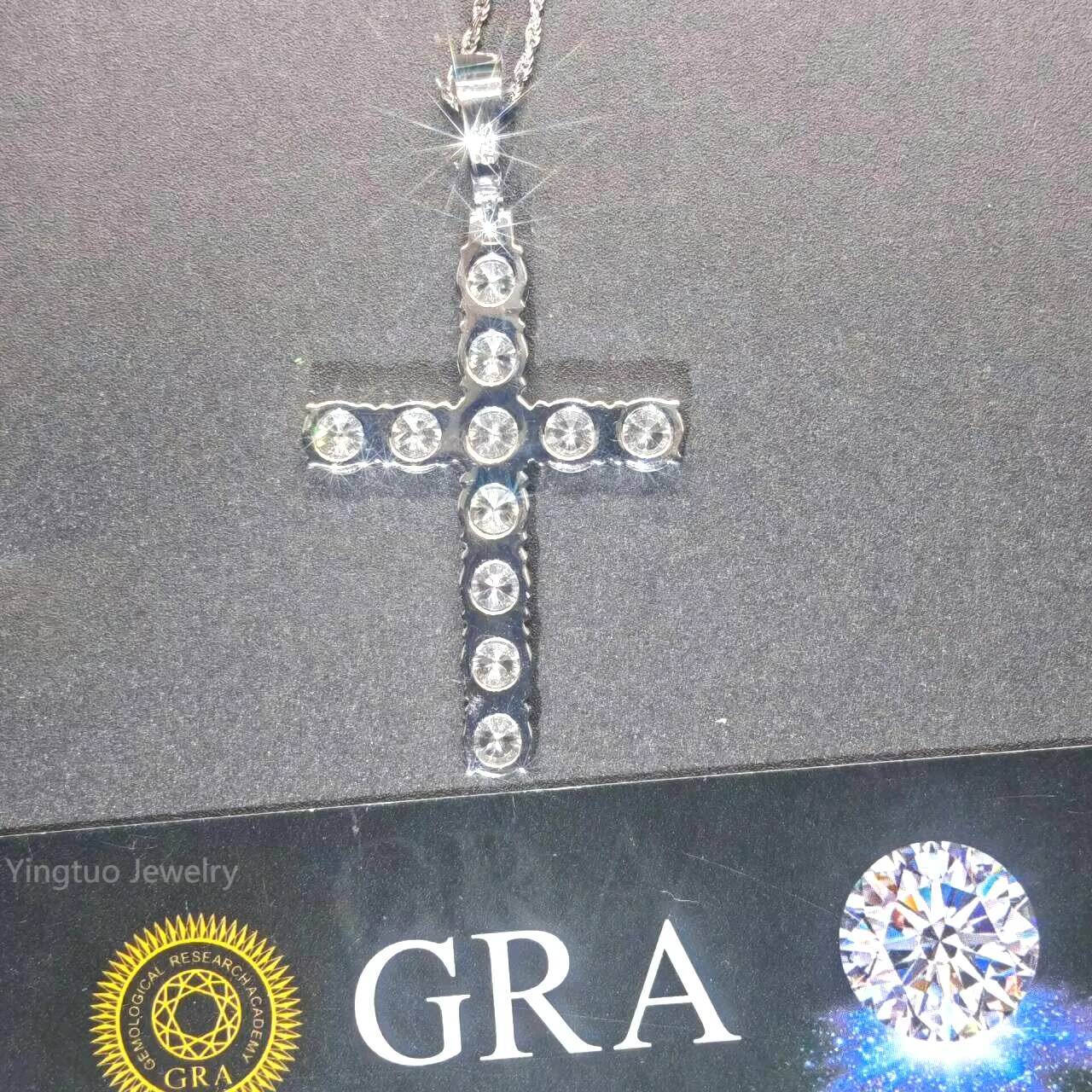 Hot Sale Hip Hop 5mm Round Bright Cut 925 Silver Moissanite Necklace for Anniversary Celebration