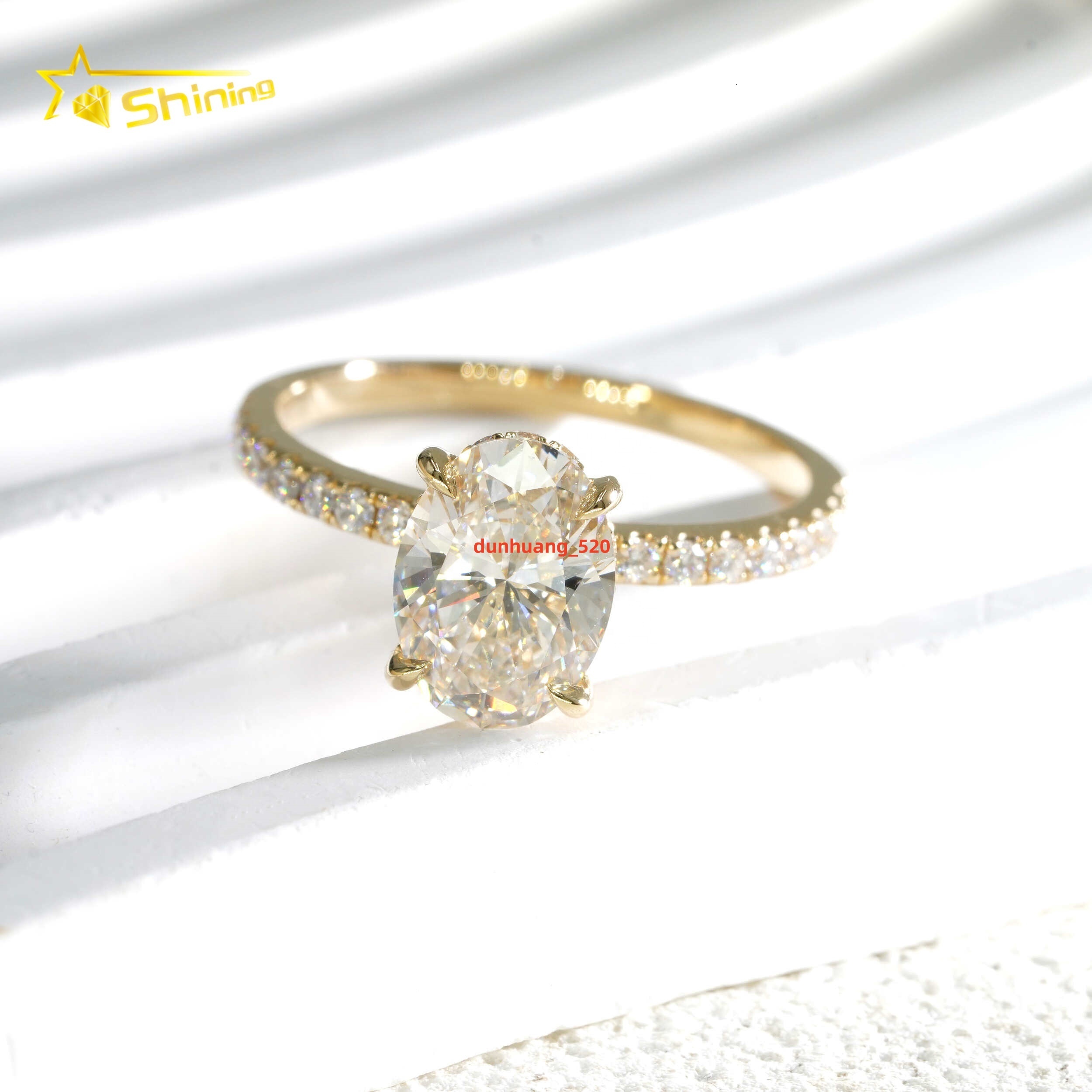 Fine Jewelry 14K Solid Yellow Gold Rings with Certificate Oval Cut 2CY VVS2 IGI Lab Grown Diamonds Engagement Rings