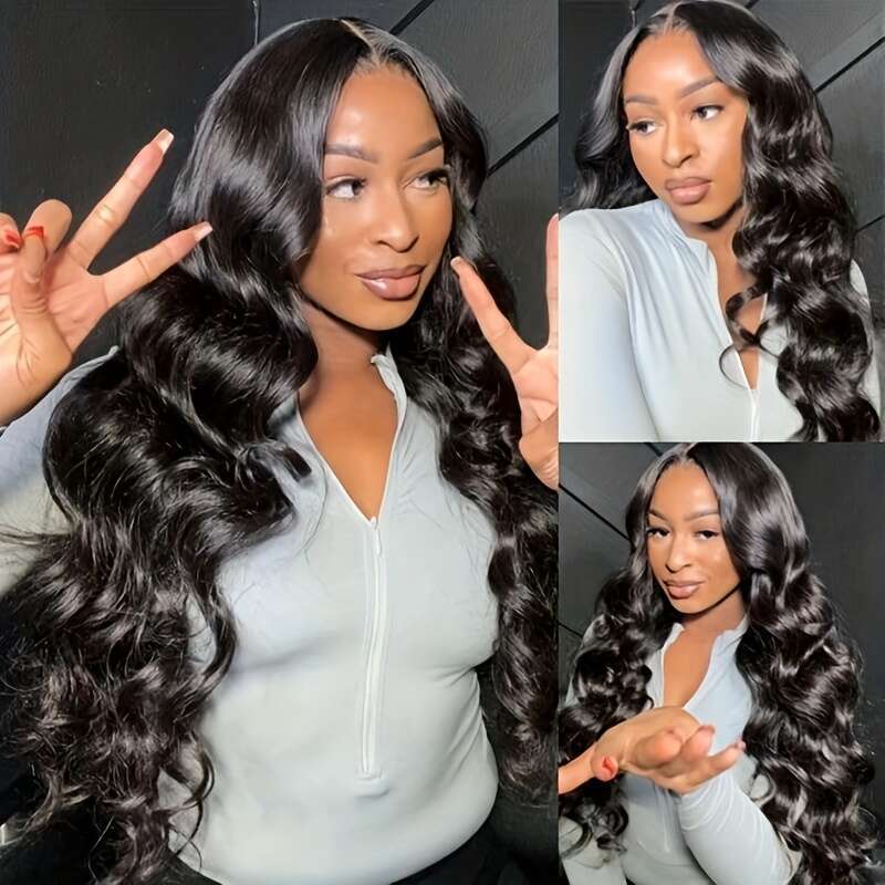 Glueless 180 Density 4X4 Body Wave Front Pre Plucked With Baby Human Hair For Women 12A HD Transparent Lace Frontal Wigs Natural Black