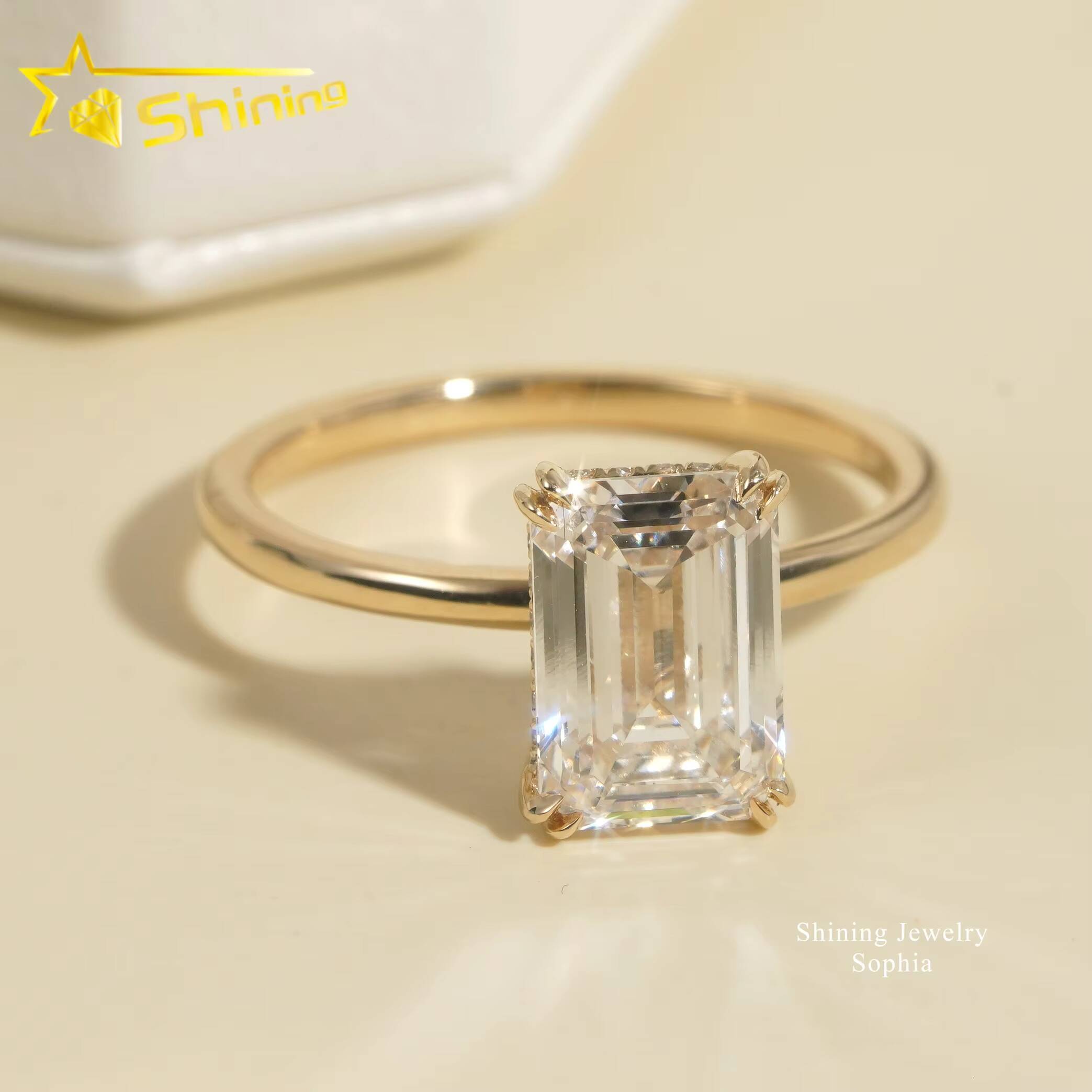 IGI Certificate Emerald Cut Solitaire Design 14K Real Solid Gold 314carat Lab Grown Diamond Rings Women Engagement Ring