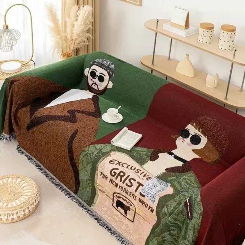 Cartoon Cover Towel Universal Multifunctional Thread Blanket Sofa Towel for All Seasons Available for Camping and Picnic C251028