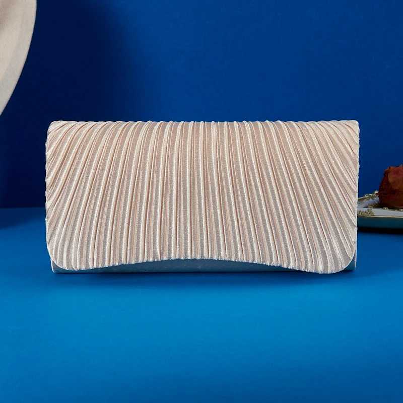 Ladies Evening Handbag with Metal Chain Pleated Cover Head Round Bottom Bare Body Version Simple Design Evening Bag New H251027