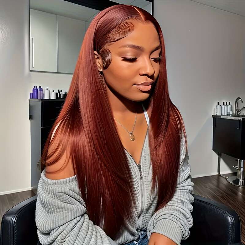 Fashions Reddish 13X4 Pre Plucked With Baby Hd Frontal For Women Red Brown Lace Front Wig Glueless Wigs Human Hair