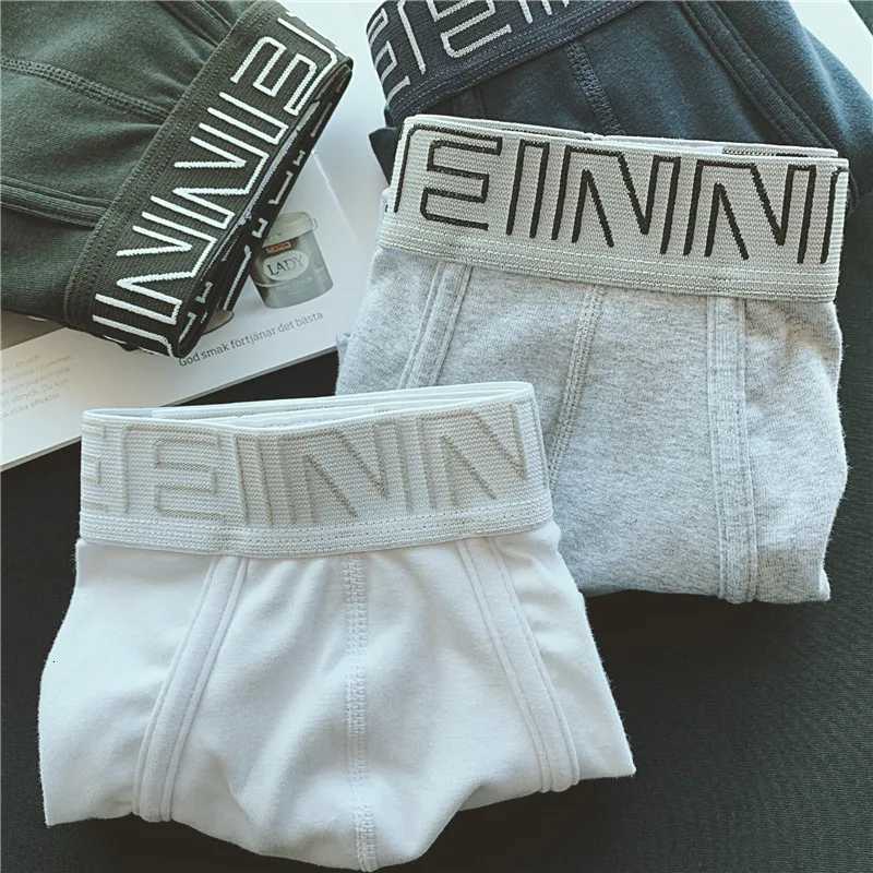 3pcslot Mens underwear made of pure cotton Japanese style simple white flat corner pantswith waistband and buttocks raisedT251028