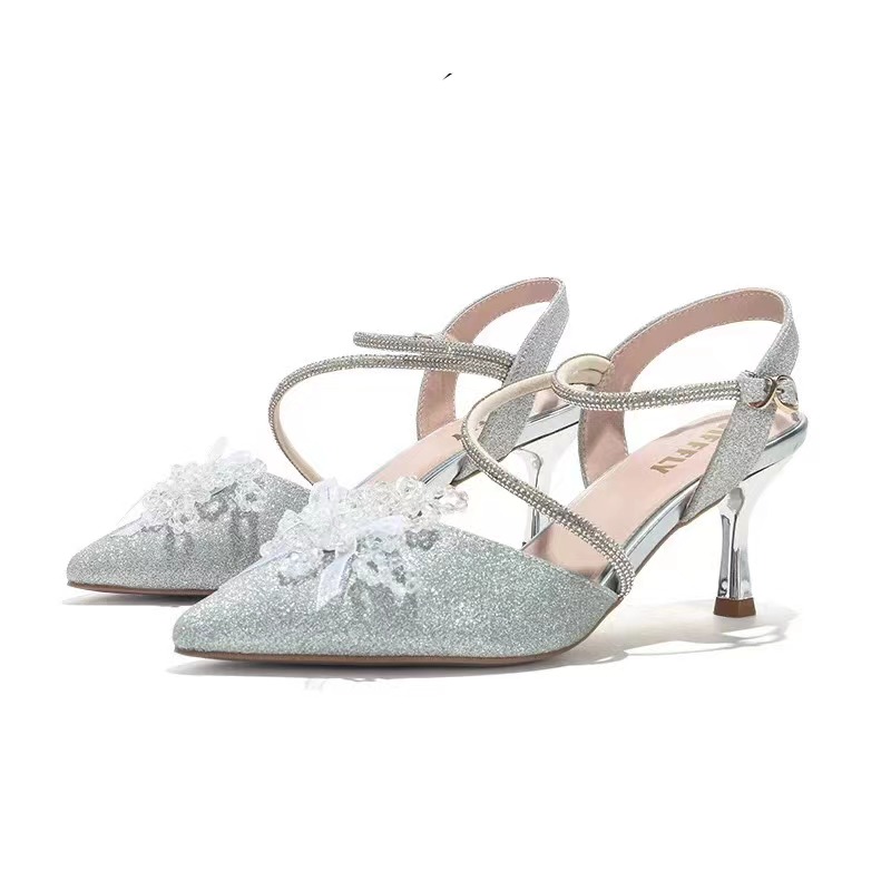 Jifffly high heels for women in summer, high-end sense, fairy style, pointed bow, trendsetter, fashionable single shoes