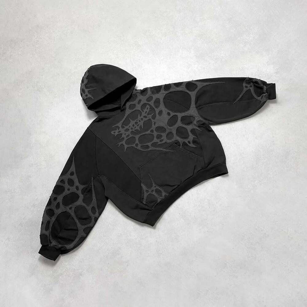 2025 New Men's Women's Street Hoodie with Rhinestones and Zipper, Printed Streetwear