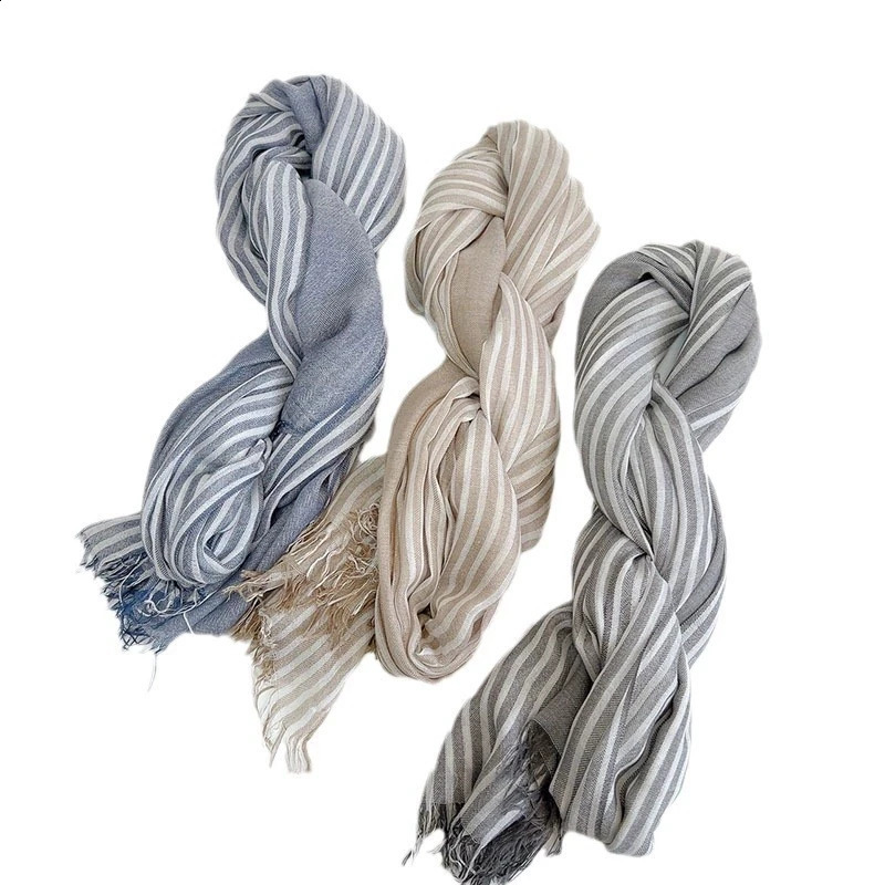 73200CM Soft Modal Striped Men and Womens Cotton Scarves for Spring and Summer Sun Protection Shawl Scarf 251027