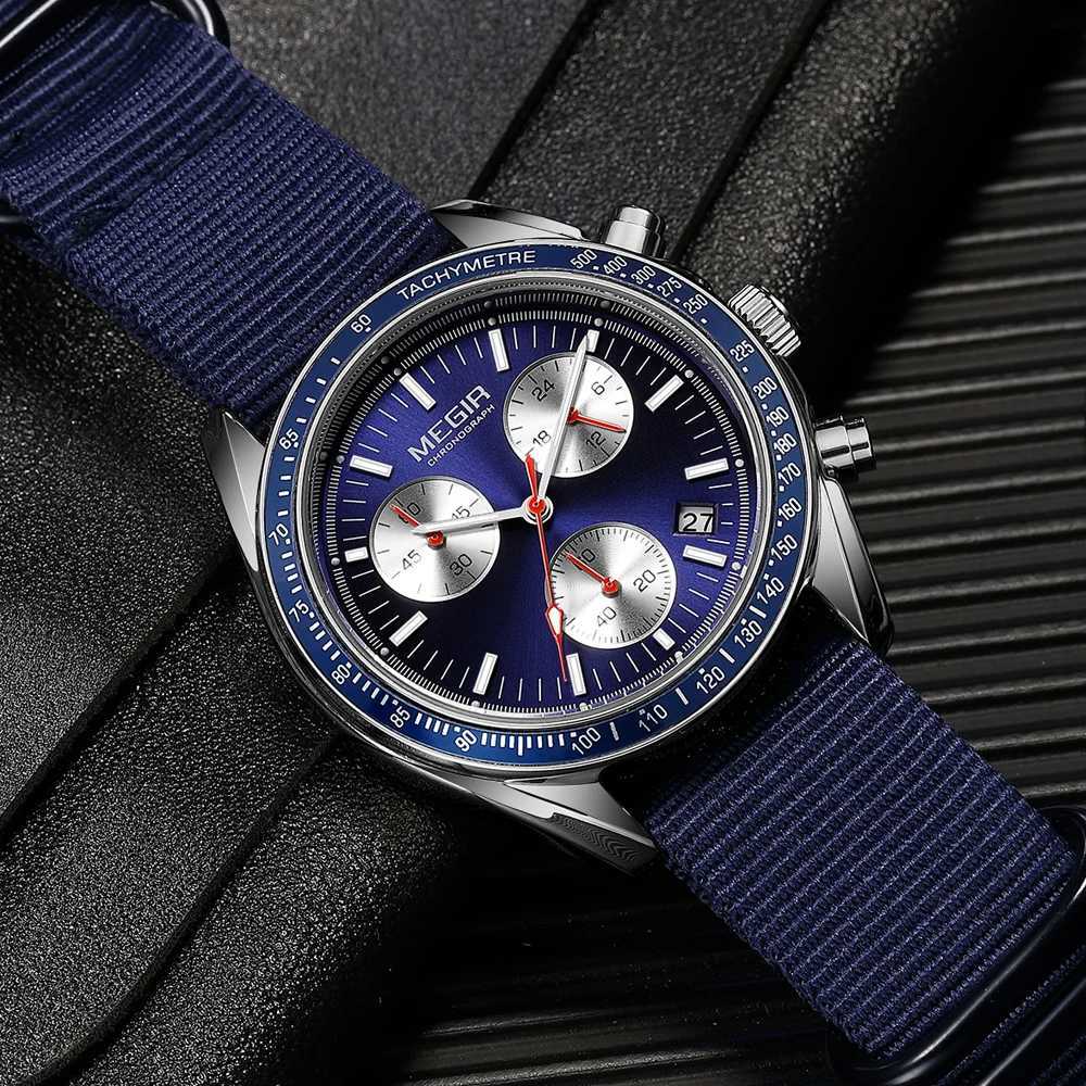 MEGIR Tripleeye Quartz Watch for Mens Nylon Braided Strap Waterproof Luminous Sports with Chronograph Fashion Wristwatch MaleL251027