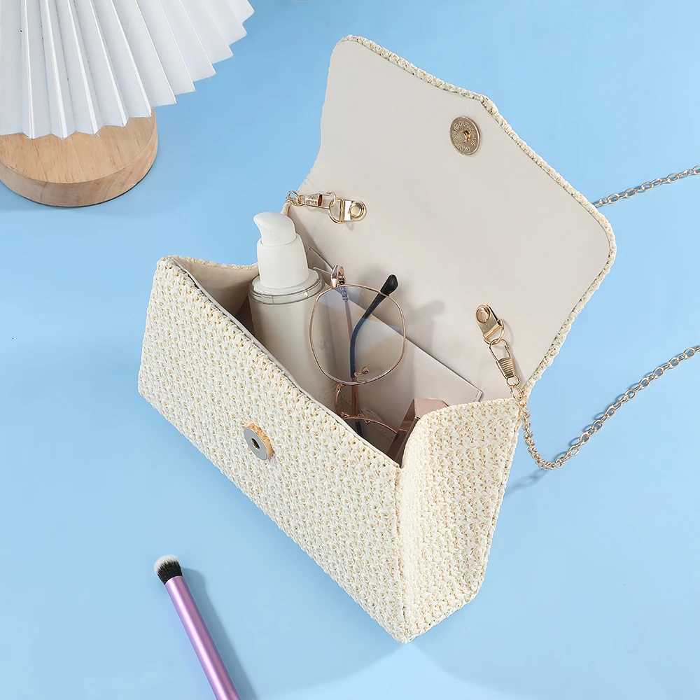 Ladies woven handbag evening dress bag metal chain crossbody bag travel singleshoulder bag H251027