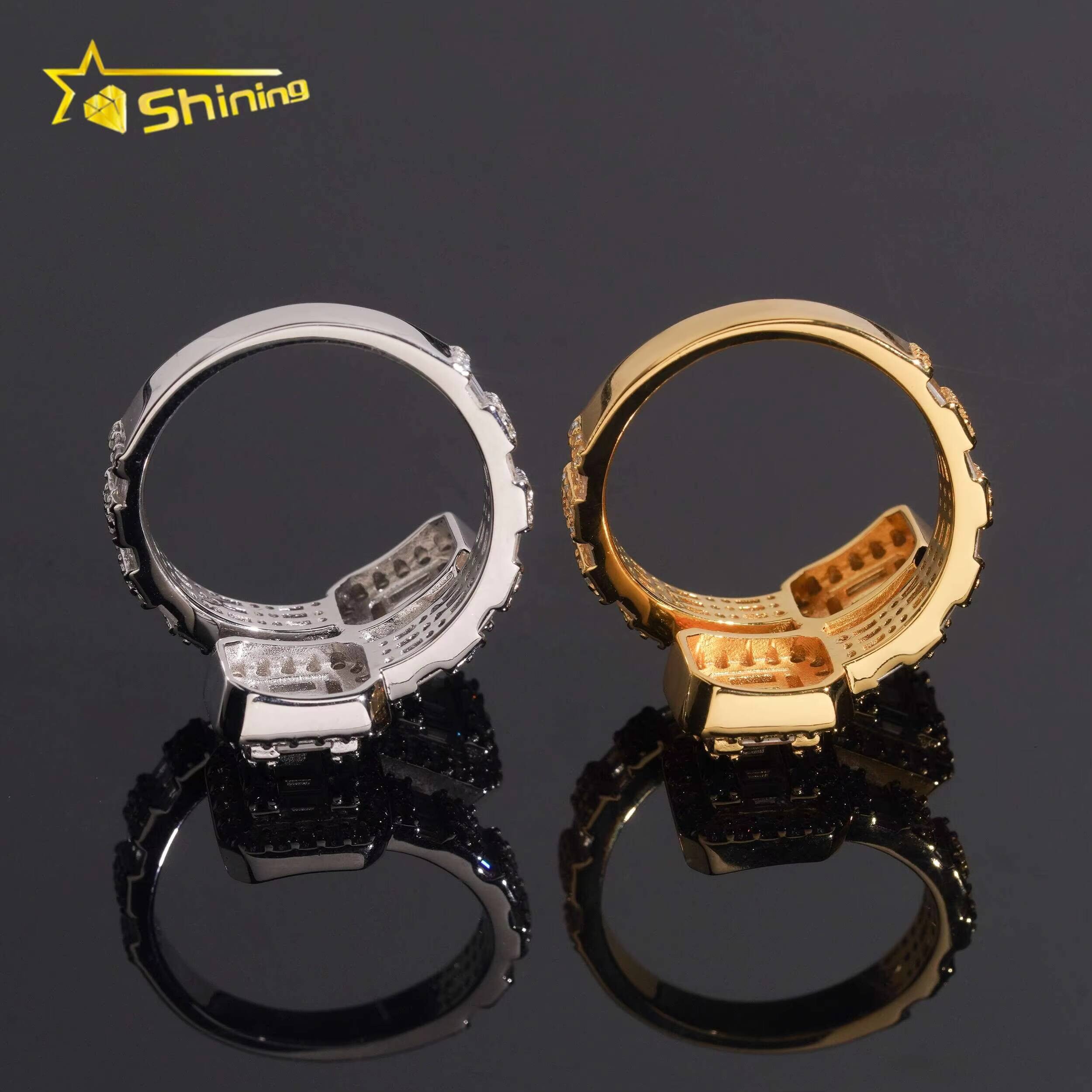 High Quality Iced Out Gold Plated Fashion Jewelry S925 VVS Moissanite Diamond Hip Hop Ring