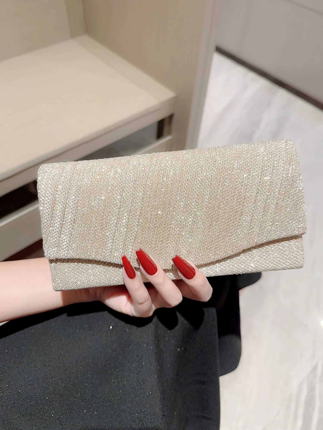 Mini Womens Metallic Silk Evening Bag Flap Square Bag Pleated Design Evening Bag Dress Bag Party Bag Clutch Bag Prom Clutch Cha H251027