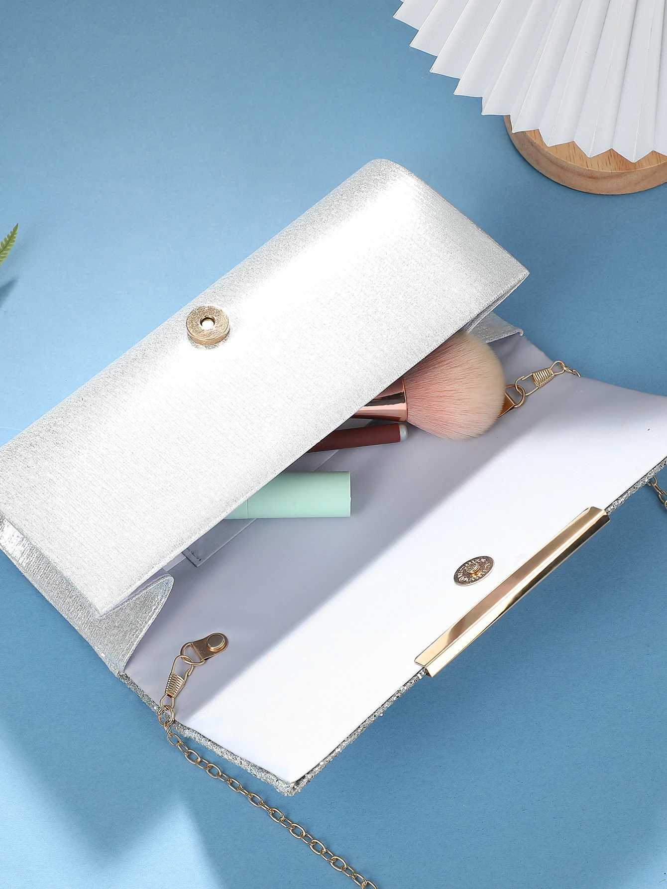 Ladies dinner bag shiny and highend clutch bag evening dress bag metal chain crossbody bag wedding banquet hand clutch bag H251027