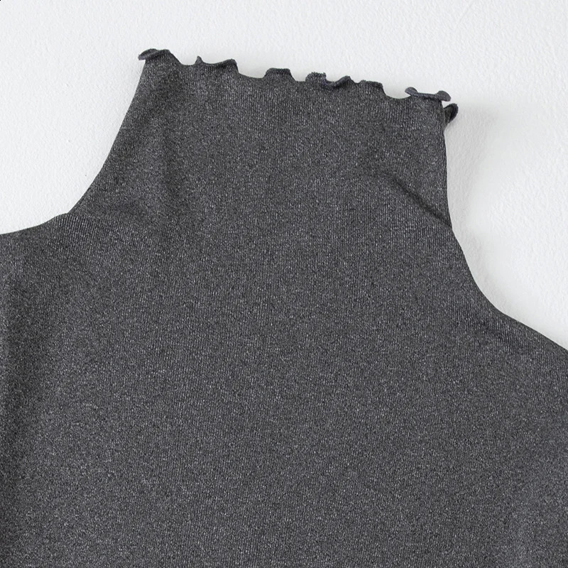 31 Piece Autumn And Winter Womens Fashionable Versatile High Neck Top With Fungus Edge Comfortable And Versatile Warm Tshirt 251027