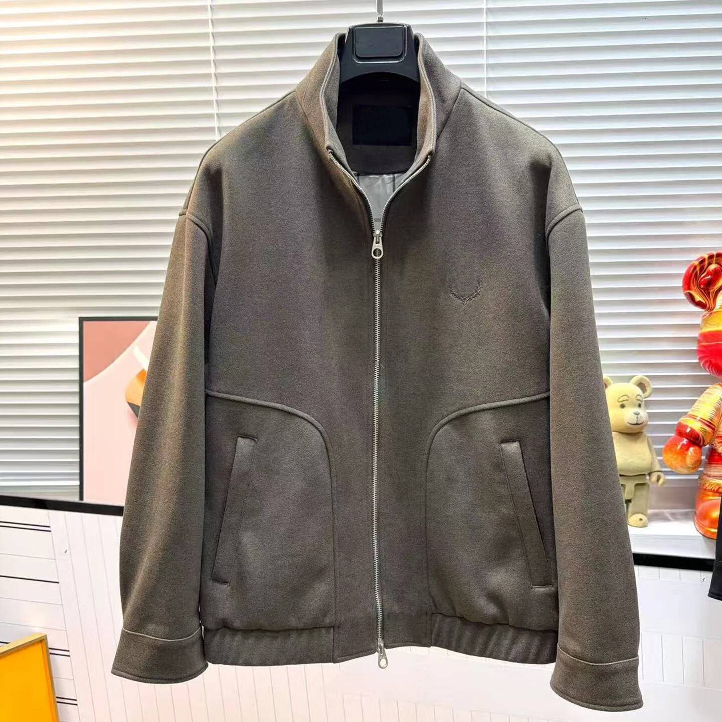 LP 25Aw Embroidered Silk-Blend Stand-Up Collar Men's Casual Jacket