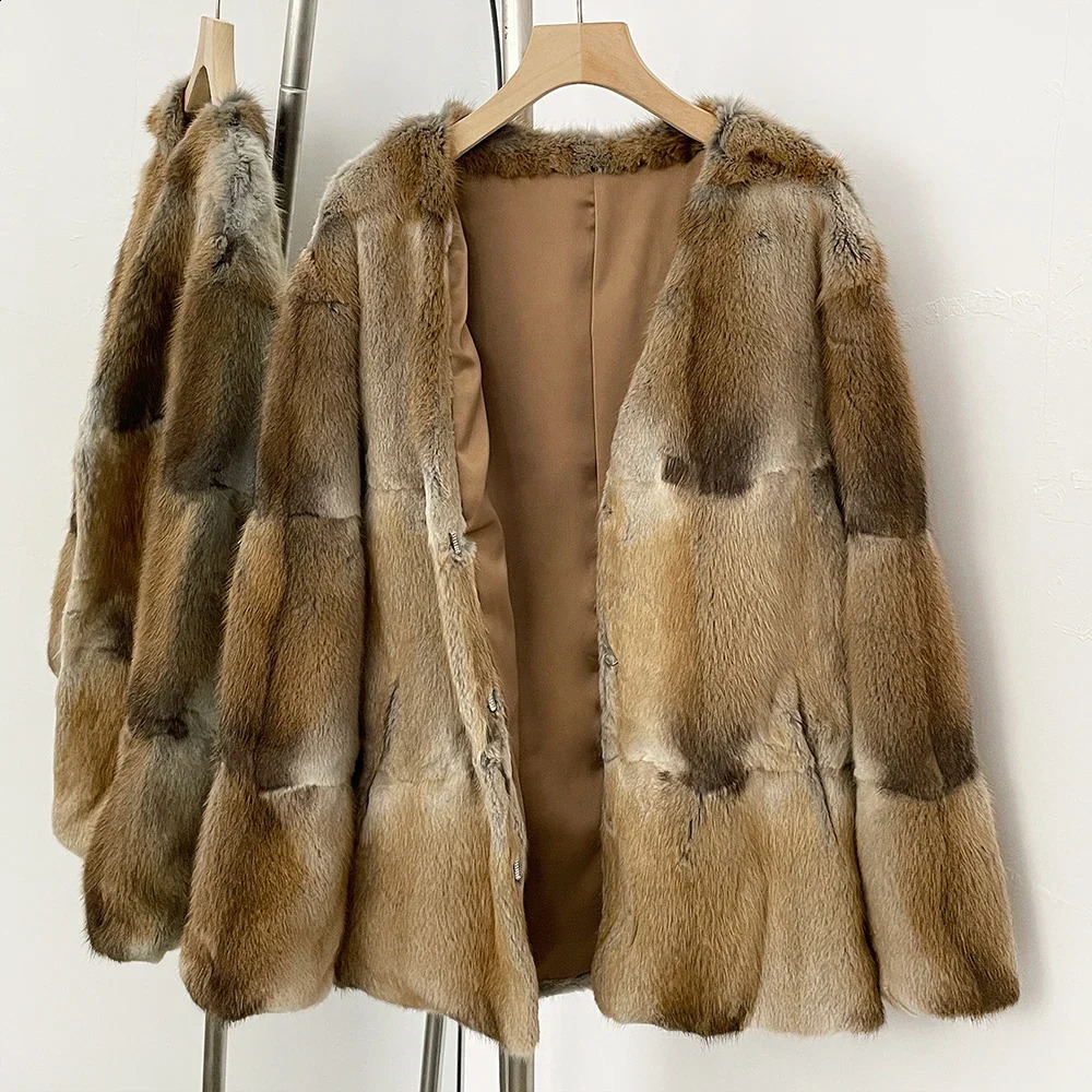 Reality Fur Coat Real Mink Warm Women Winter Vneck Top Clothes Female Natural Jacket Long Sleeves Outerwear Lady 251014