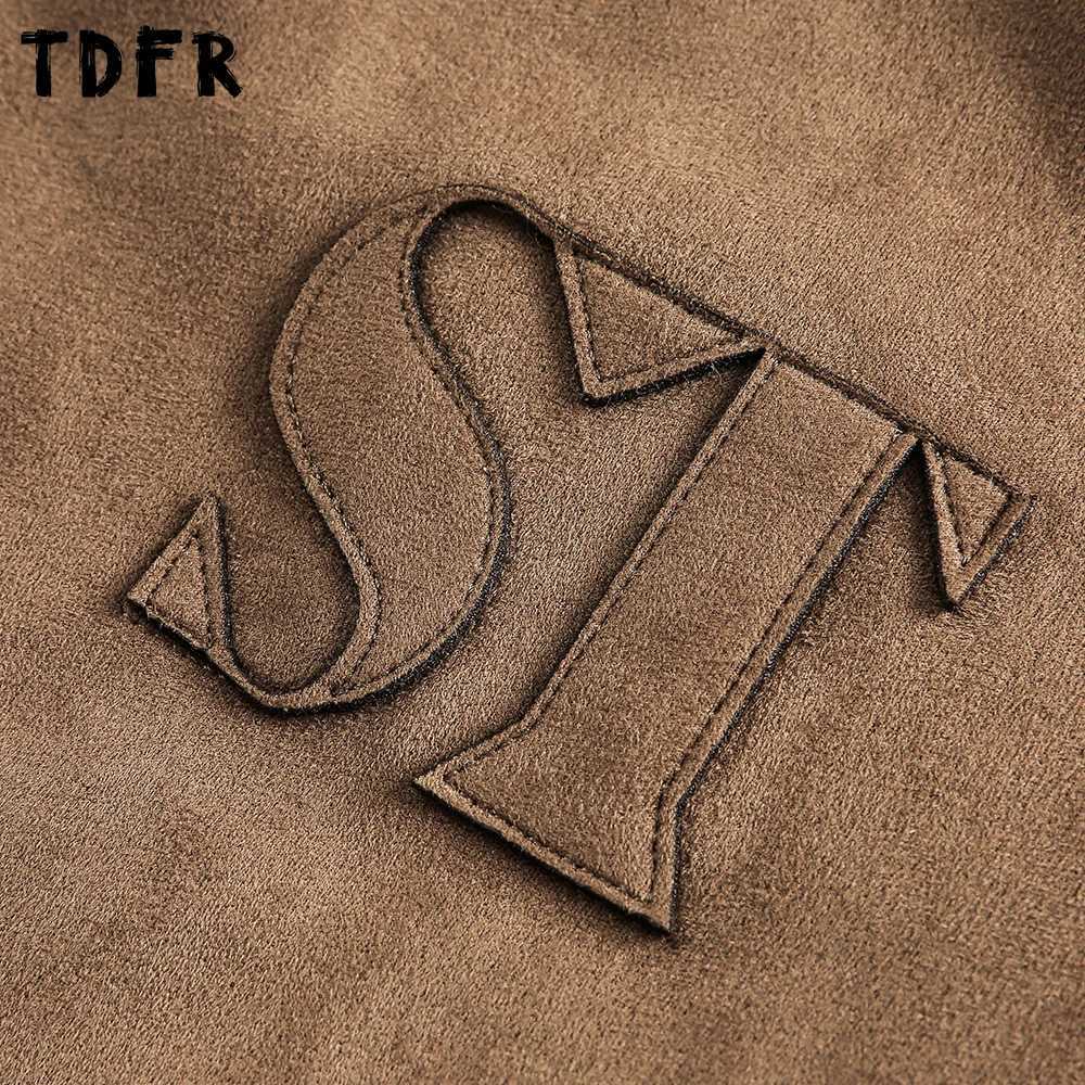 Retro Suede Quilted Jacket Mens Letter Winter Casual Loose Fur Collar Long Sleeve Outerwear Man Padded Jacket J251028