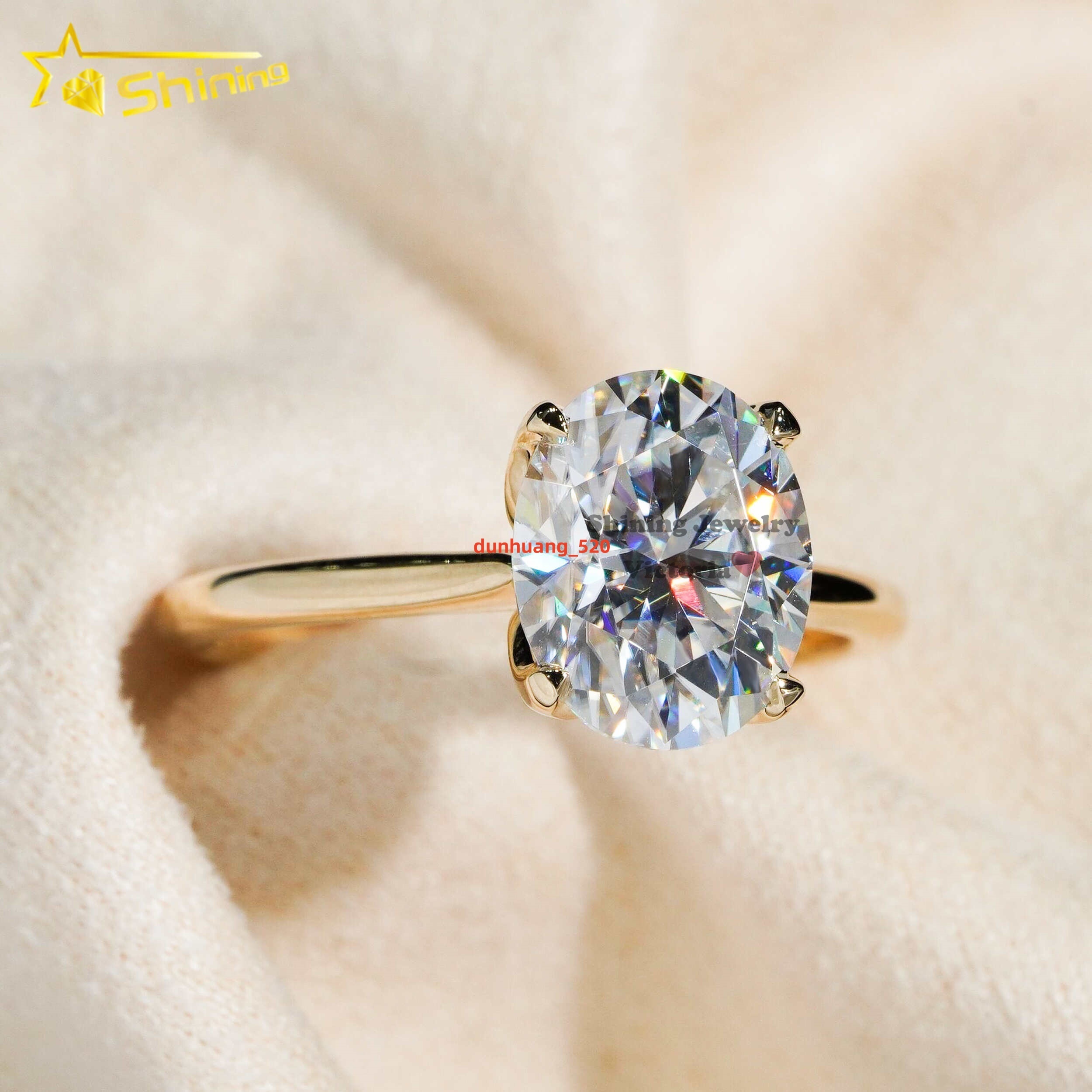 Custom 3CT Oval Lab Grown Cultivated Diamond Wedding Ring S925 10K 14K 18K Gold Fine Jewelry Engagement Moissanite Diamond Ring