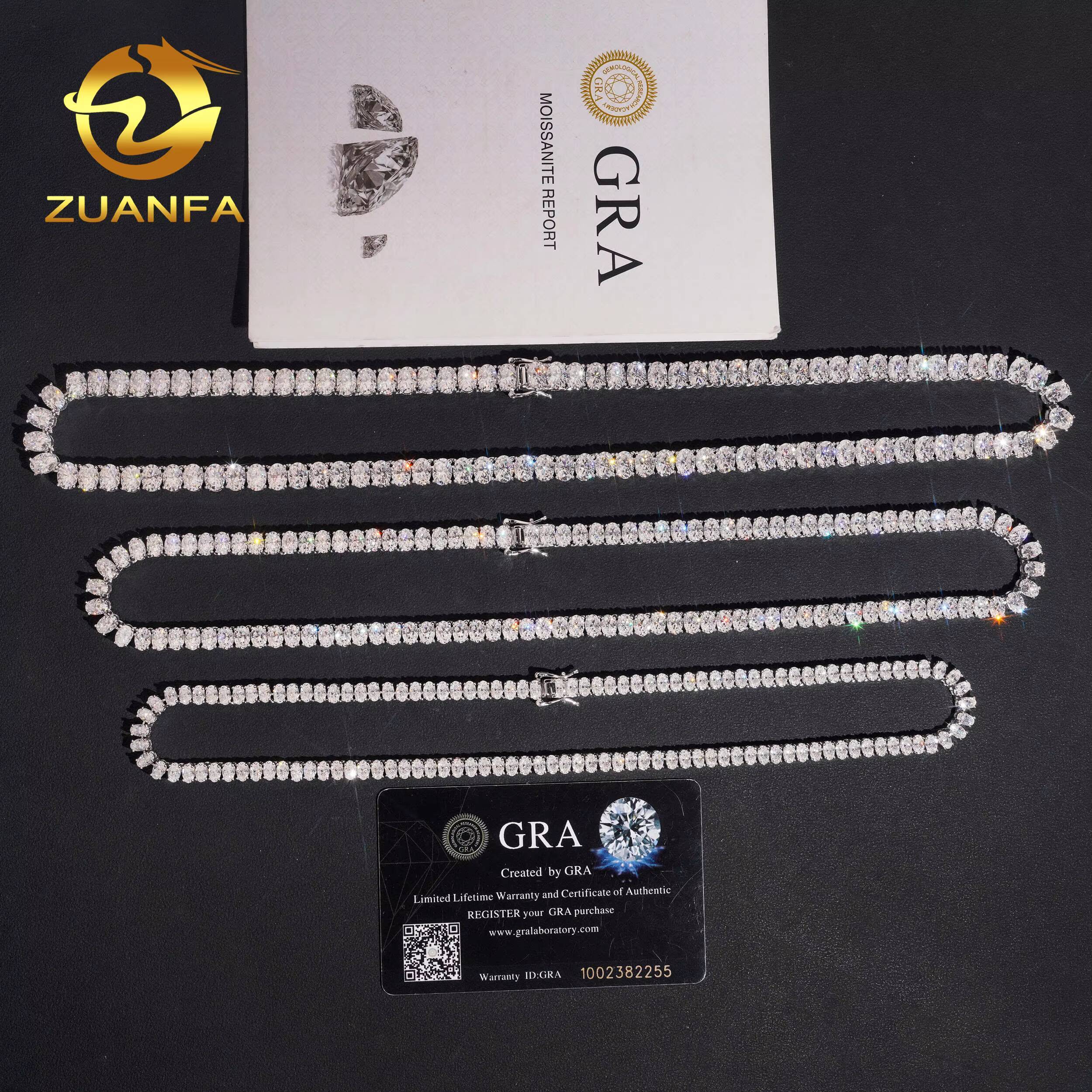 Pass Diamond Tetser Oval Cut 925 Silver Moissanite Diamond Tennis Necklace Fashion Jewelry for Men Women Iced Out Tennis Chain