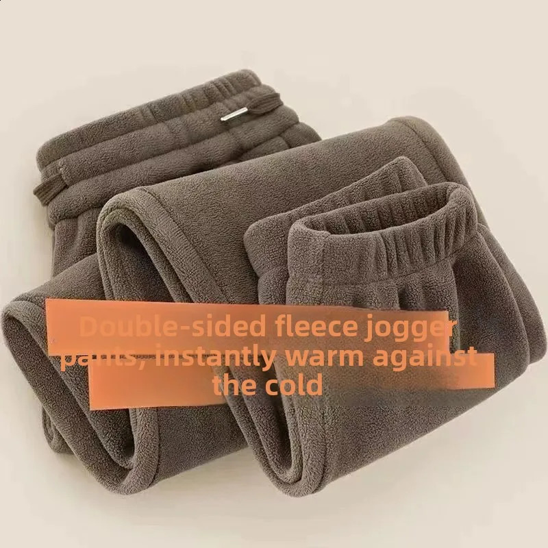 DoubleSided Fce Thiened Sweatpants Loose Mens Winter Long Pants Warm Youth Sle Pure Color Wear Resistant Casual Trou 251027