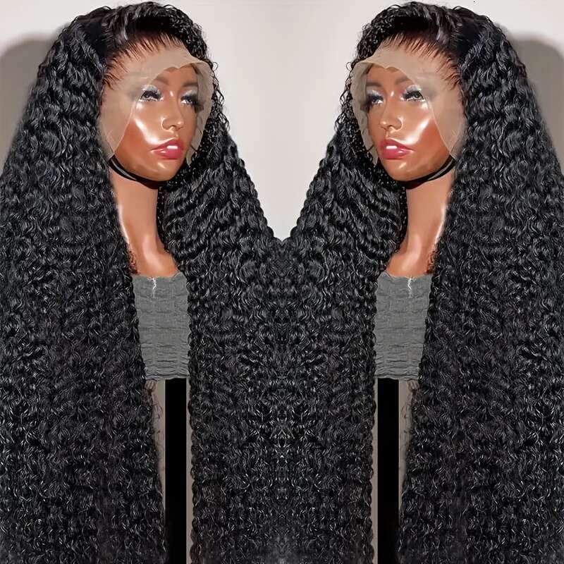 Luxurious Deep Wave Lace Front Wig - 13X6 HD Transparent, 200% Density, Pre-Plucked With Baby Natural Black Brazilian Human Hair, Full & Thick For A V