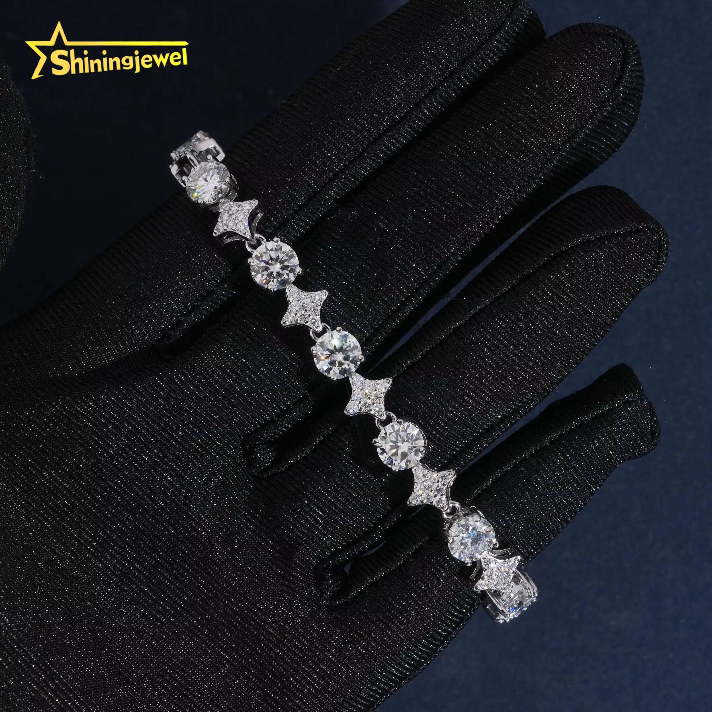 Custom 925 Silver Bracelet Fine Jewelry VVS Moissanite Tennis Bracelet GRA Certificated Iced Out Moissanite Bracelet Men