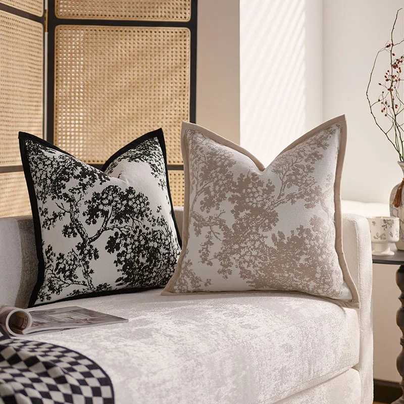 Pillow Case French Luxury Retro Jacquard Cushion Cover Yangmei Tree Oat Black Covers Decorative for Living Room Sofa Case C251028
