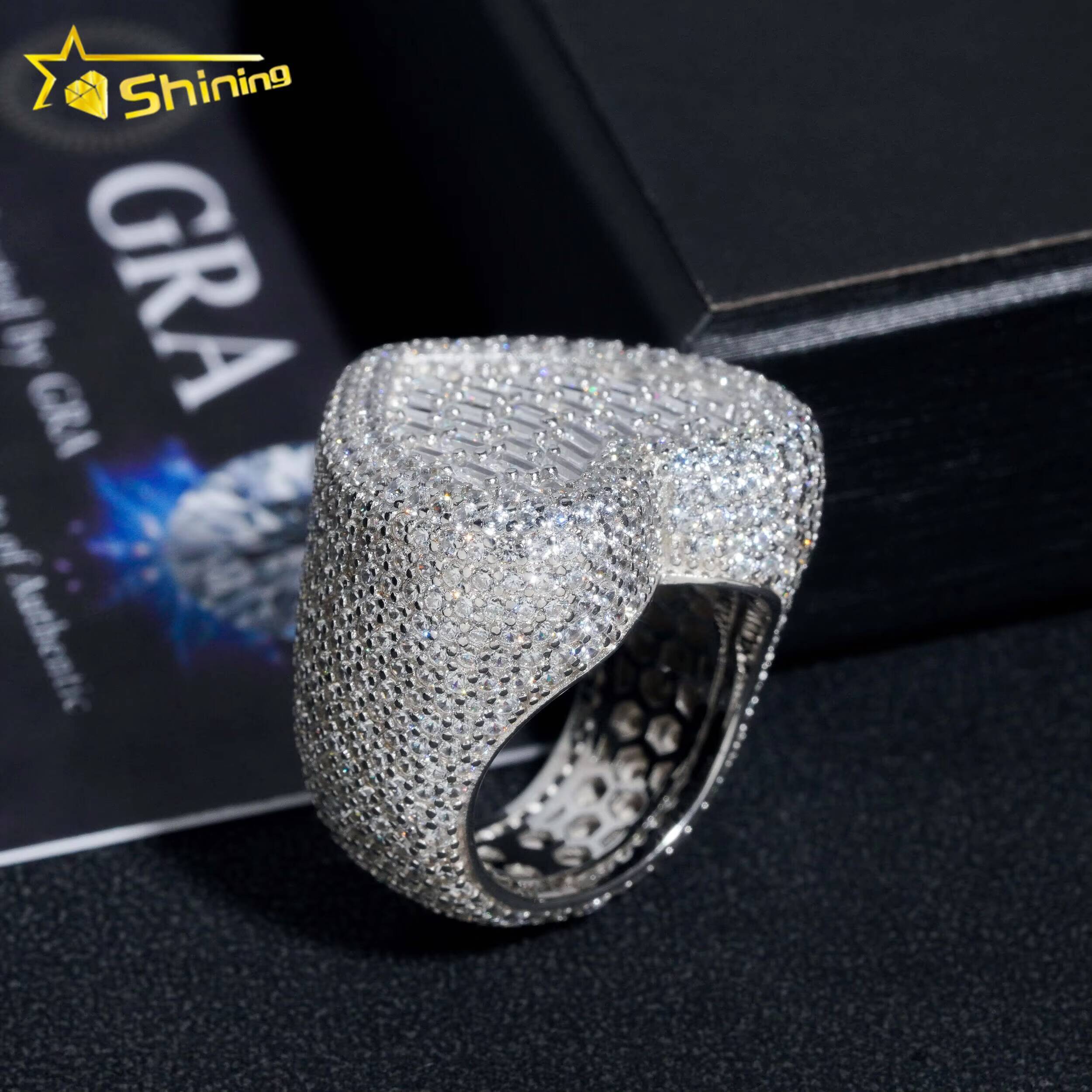 Fully Iced Out Pass Diamond Tester Top Quality Heart Style Moissanite Mens Hip Hop Rings