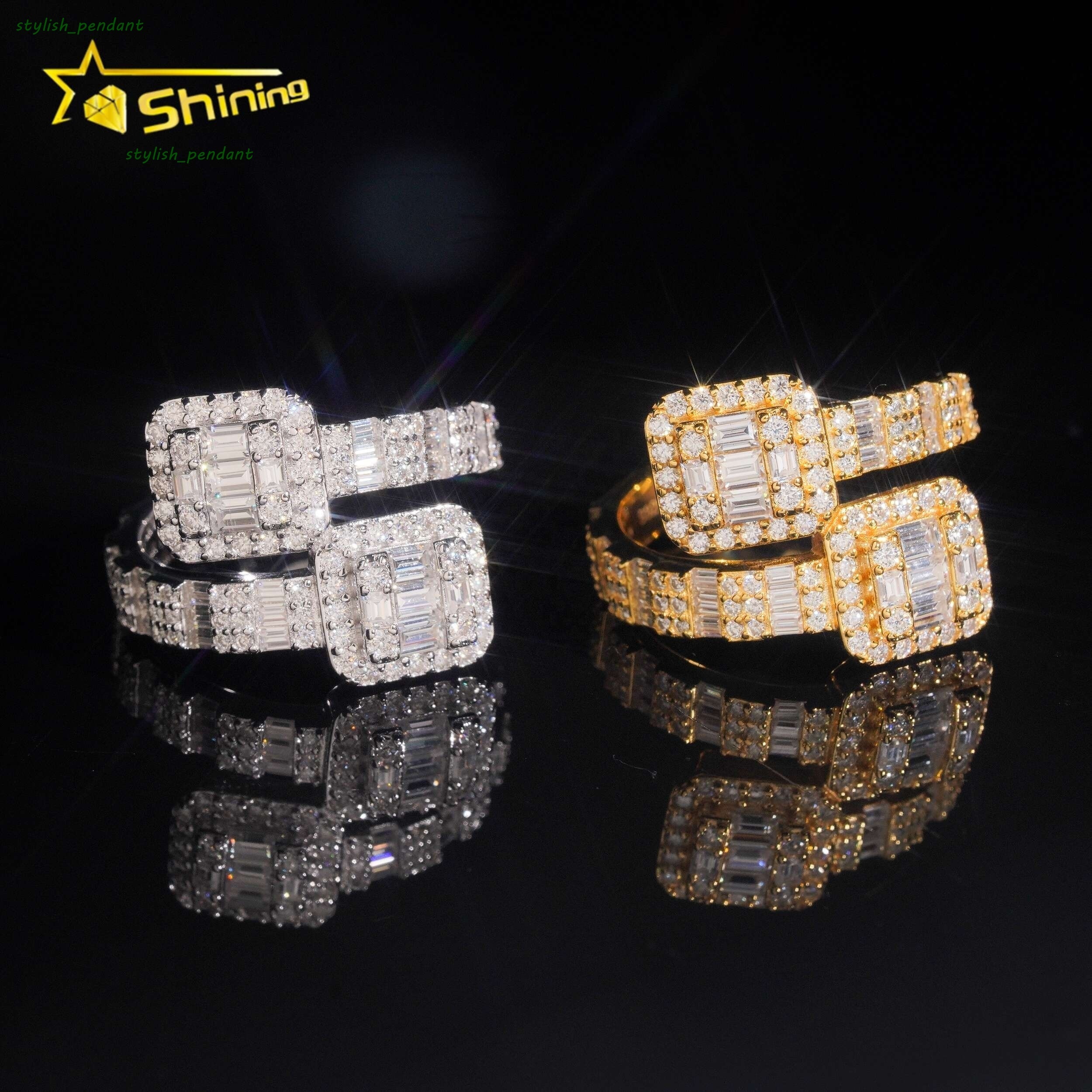 High Quality Iced Out Gold Plated Fashion Jewelry S925 VVS Moissanite Diamond Hip Hop Ring