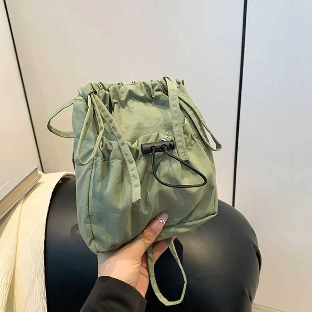 Cute Korean Style Drawstring Canvas Bag Purse Solid Color Nylon Shoulder Bag Wallet Crossbody Bag Mobile Phone Bag OutdoorW251028