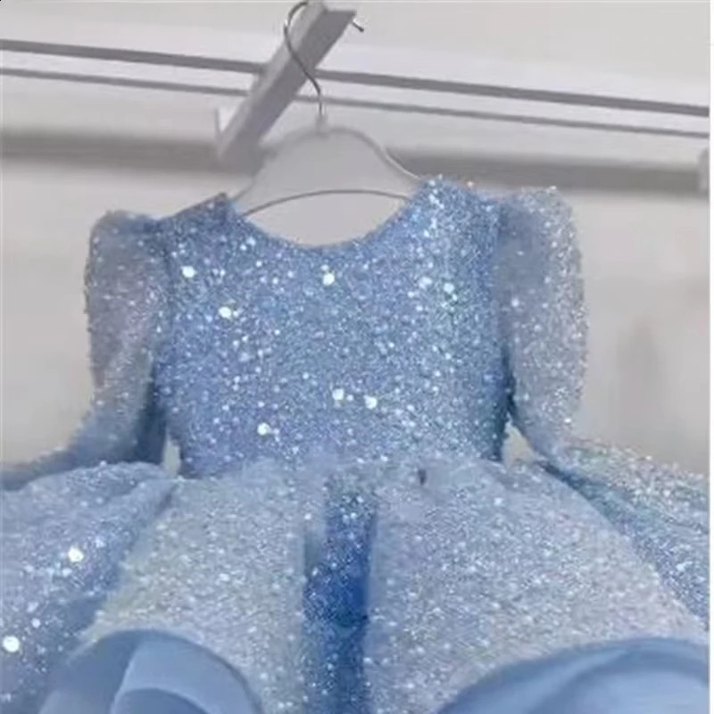 Girls Sparkly Pink Tutu Dress Princess Flower Girl Dresses for Birthday Wedding Host Kid Clothes Eid Occasions Cute Glittery 251023