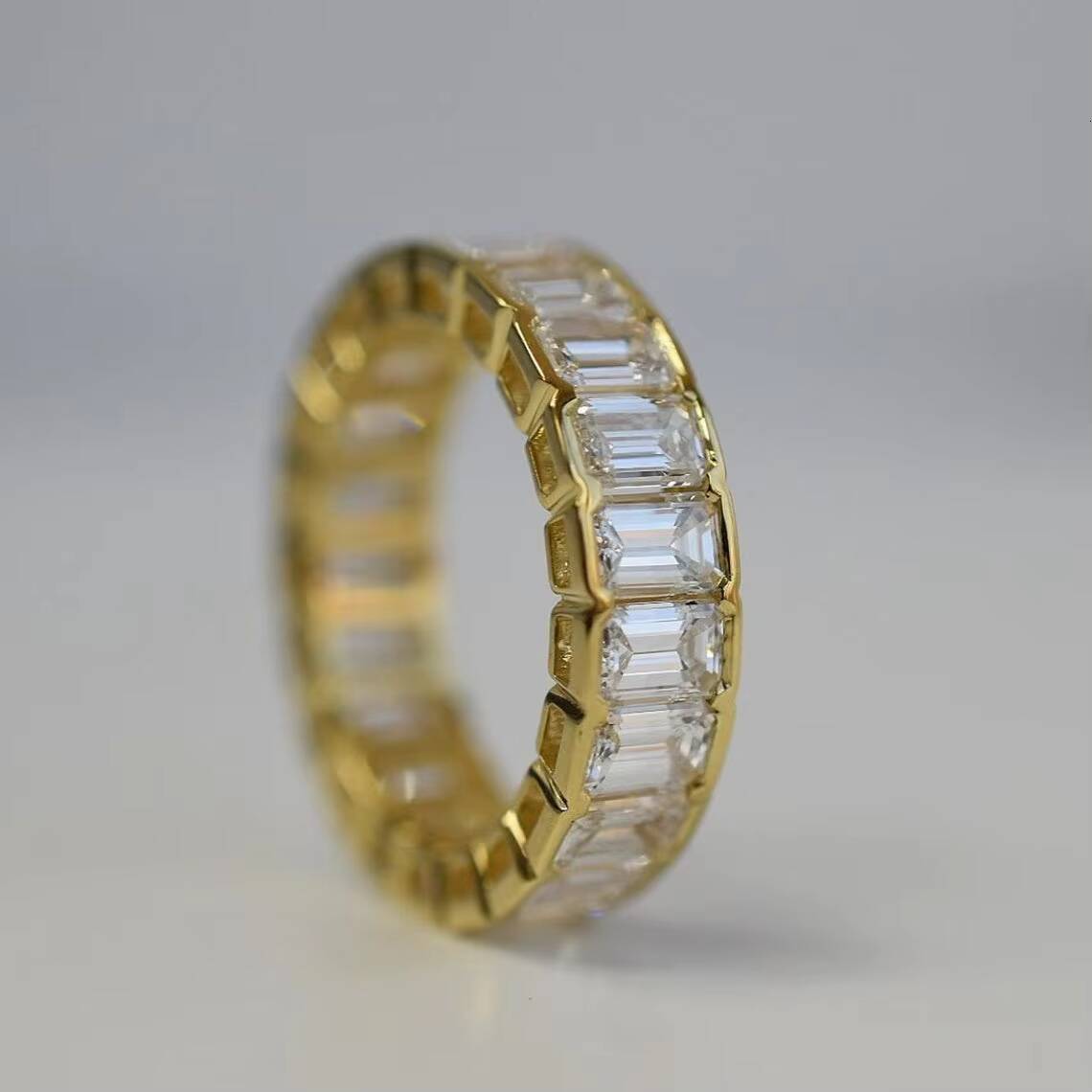Classic 10k Gold Moissanite Jewellery 8ct Emerald Wedding Moissanite Eternity Ring