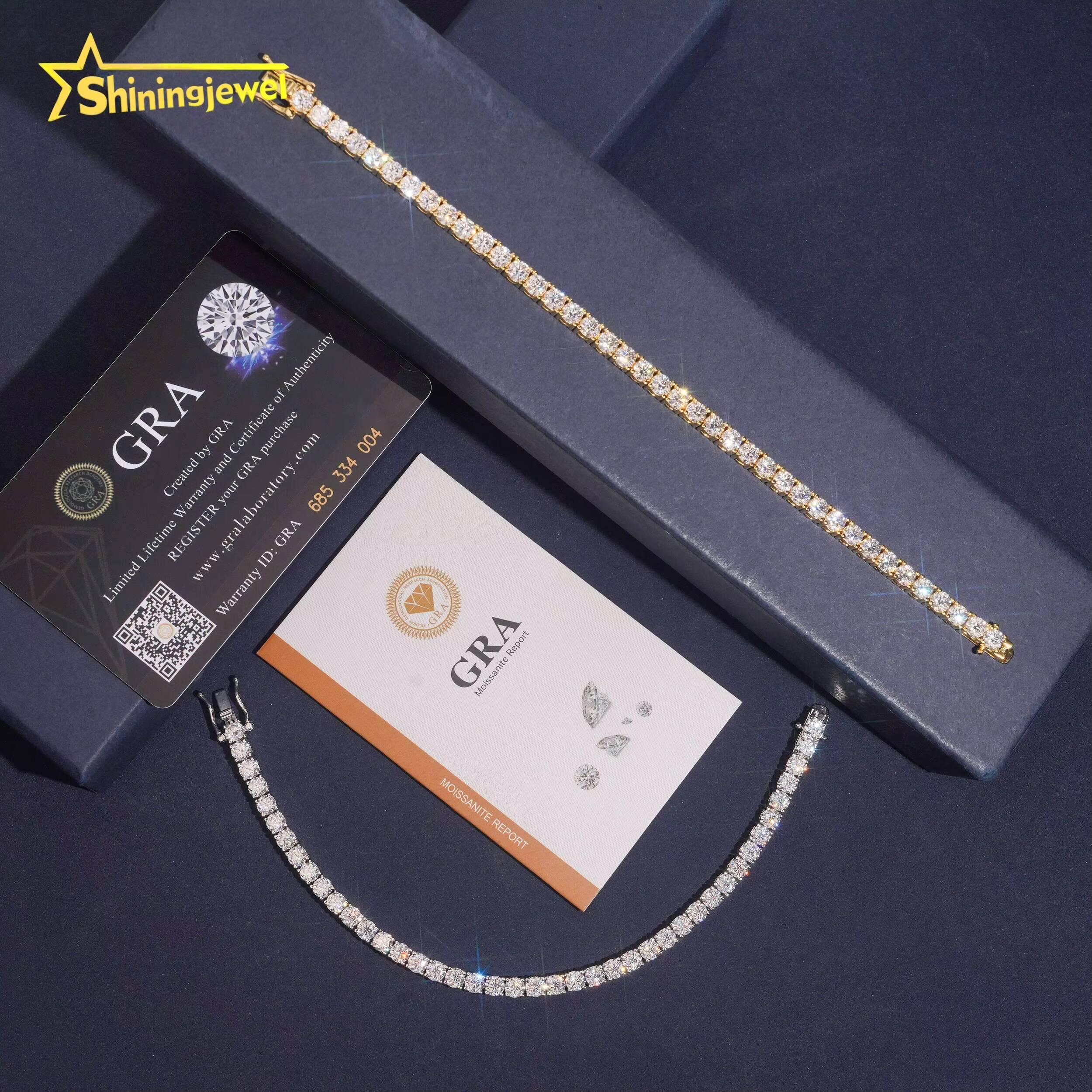 USA Warehouse Fast Delivery Tarrifs Free Pass Diamond Tester 4mm 925 Moissanite Tennis Bracelet Tennis Chain Moissanite