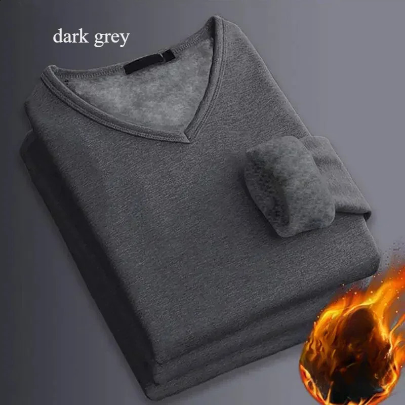 Winter Mens Longsleeved Thermal Underwear Plus Velvet Padded Tshirt Round Neck Slim Bottoming Shirt Mens Underwear 251027