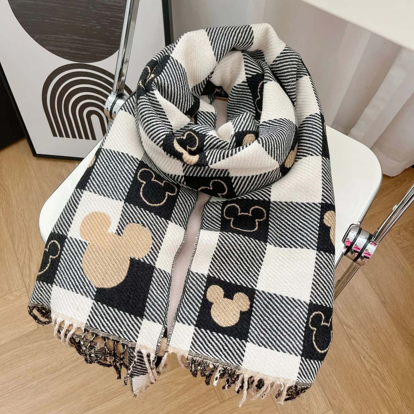 2024 TwoSided Jacquard Scarf pashmina Cashmere Soft Warm Fringe Pashmina Shawl Winter Coldproof Windproof Blanket 251027