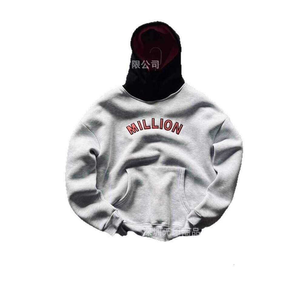 American Street Trend Winter Spliced Three-Dimensional Letter Embroidery Pattern Unisex Loose Hoodie