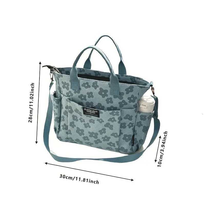 3D Floral Design Tote Bag Thickened Zipper Multifunctional Canvas Bag Student Computer Handbag Shoulder Crossbody School BagW251028