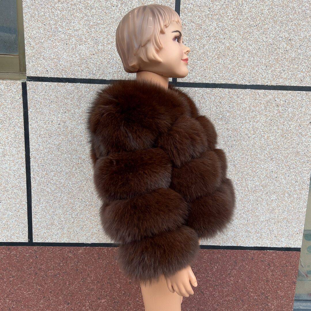 LHXDW Children's fur coat real fox fur childs fur jacket suitable for girls and boys aged 1-13 years old Kids fur jacket universal