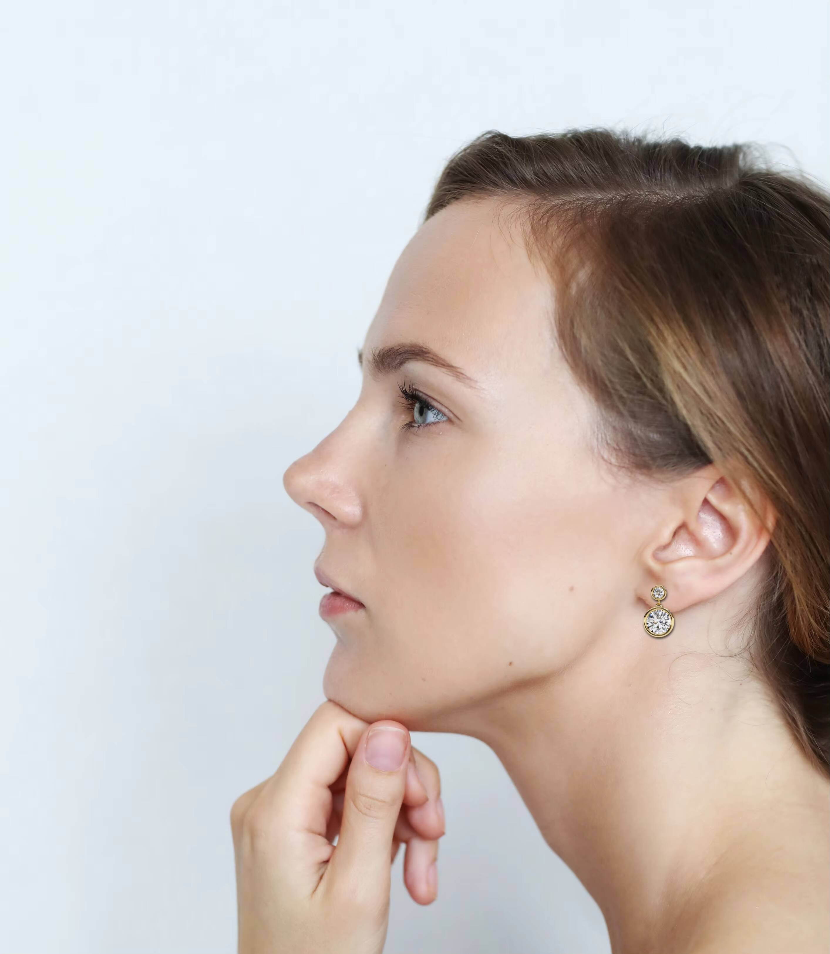 10K White Gold Hoop Earrings With Lab Grown Diamonds Trendy New Luxury Jewelry for Women