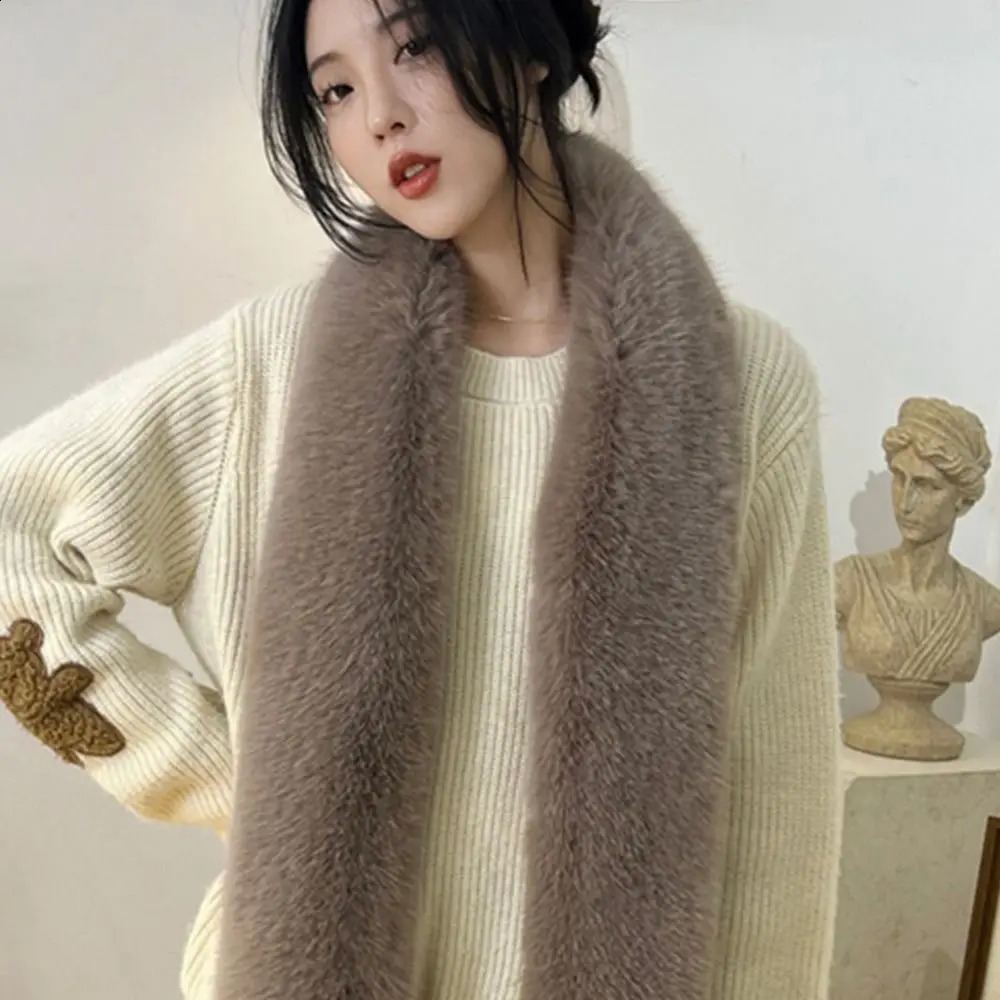 Fur Decor 6 Colors 180cm Fur Long Scarf Thicked Fluffy Plush Neck Warmer Muffler Vintage Ladies Scarves Party 251023