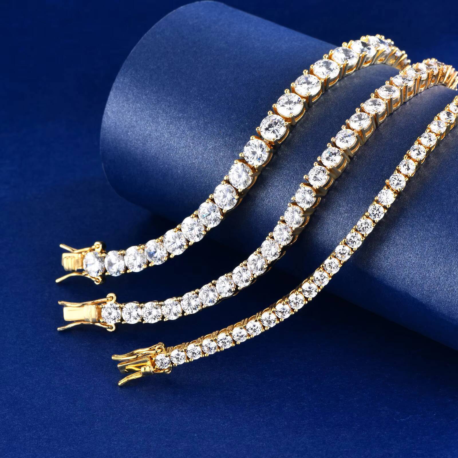 Popular HipHop Tennis Chain Bracelet for Men Women Single Row Copper Clawing Setting Zircon Tennis Bracelet