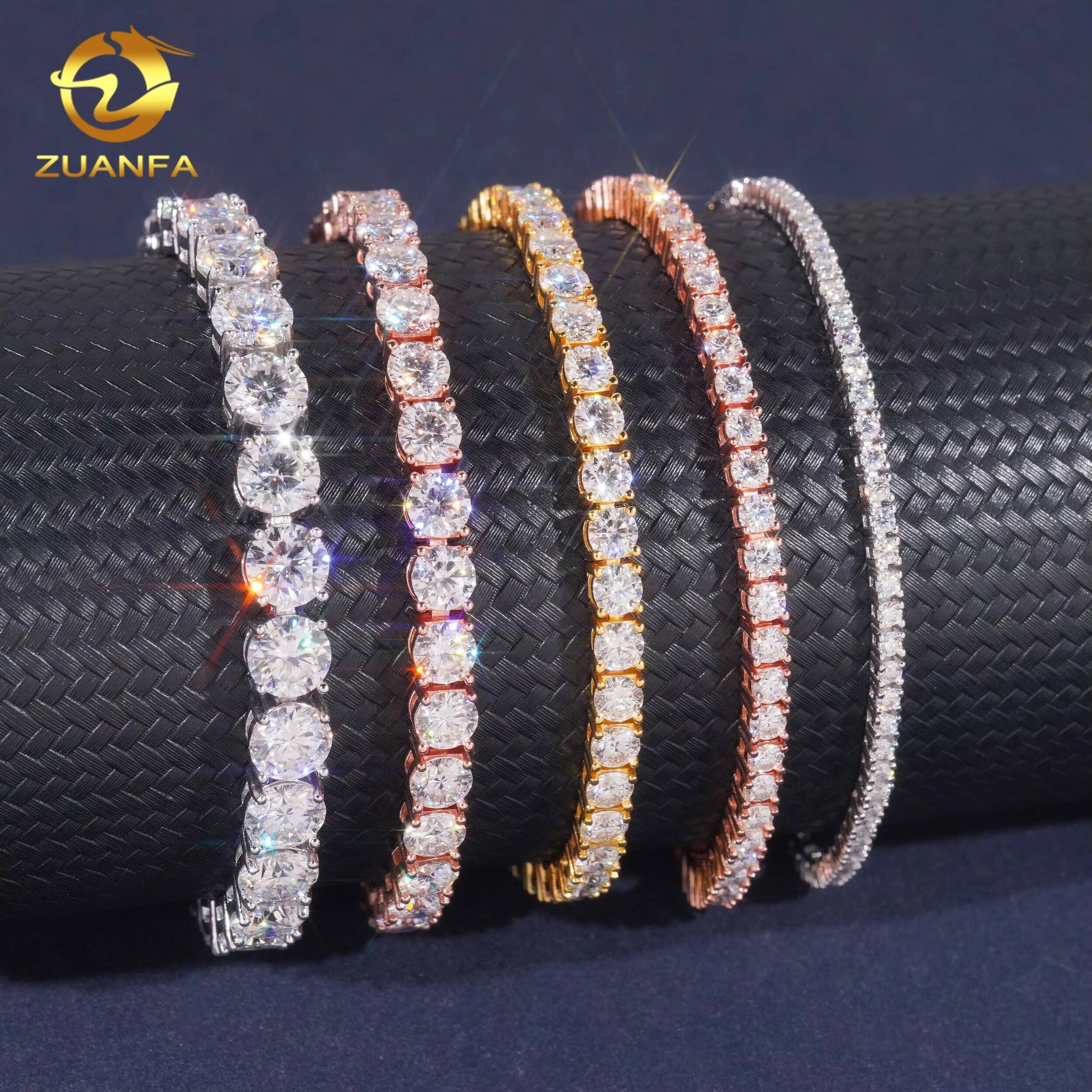 Luxury Hip Hop Fine Jewelry VVS Moissanite Diamond Sterling Silver 925 Fashion Tennis Chain Bracelet