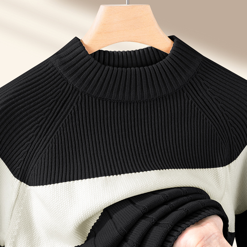 Men's Wool Lyocell Sweater Autumn Designer Sweater Winter New High-end Black Half Turtleneck Long Sleeve Warm Knitted Base Shirt