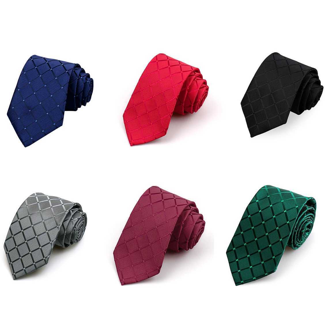 Plaid Tie Man Solid Check 8CM Necktie Plaid Luxury Groom Groomsman Wedding Tie Business Suit Jacquard Woven Classic Gravata GiftW251028