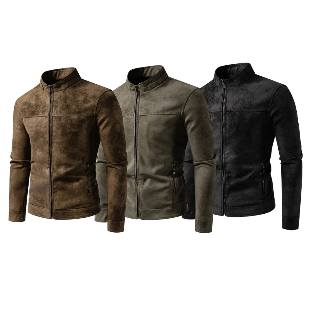 Spring and Autumn vintage leather jacket for men synthetic front fashionable motorcycle 251015